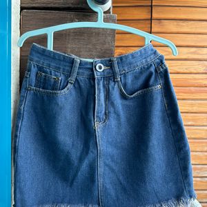 Blue denim skirt