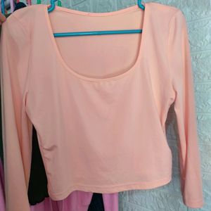 Square Neck Peach Top..Fits For XS & S