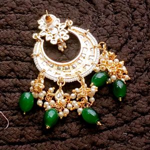 Green Earrings And Teeka Set