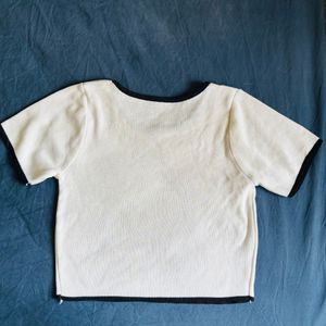 Round Neck White Crop Top