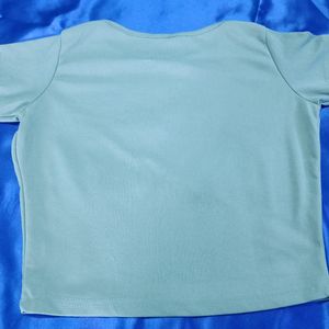 Sea Green Crop Top For Daily wear