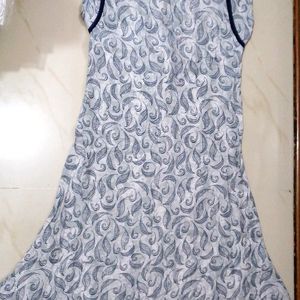 Beautiful Leaf Themed Navy Blue Cotton Kurthi