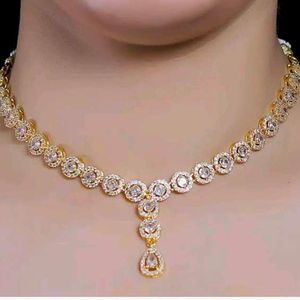 Beautiful White Stone Gold Plated Necklace