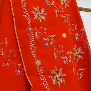 Red Embroidery Saree