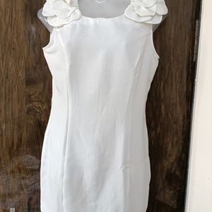 Girls White Polyester Tunic Without Belt