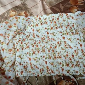 White Floral Printed Crop Top