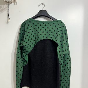 Warm Green Dotted Top