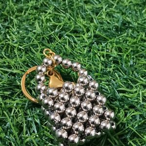 Silver Beaded Keychain