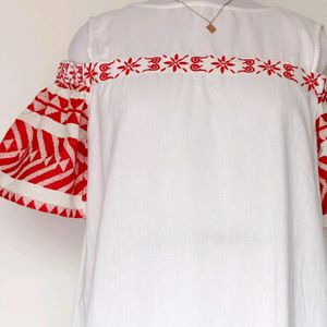 Vintage Palestinian Embroidered White Dress