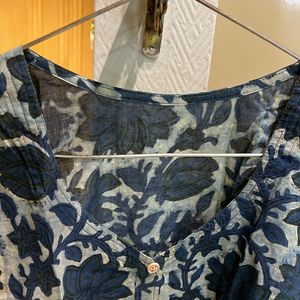 Navy Blue Printed Top