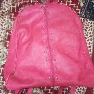 Leather Pink Back Pack