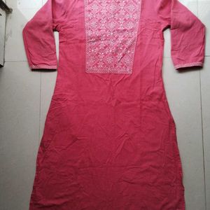 Morpankh Pink Cotton Kurta For Women