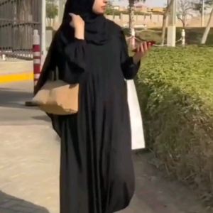 Front Pleated Abaya  For Girls With Hijab Stole