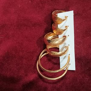 Three Pairs Of Gold Hoops