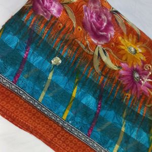 MULTICOLOUR SOFT SILK SAREE