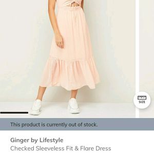 Ginger Checked Fit&Flare Dress Peach