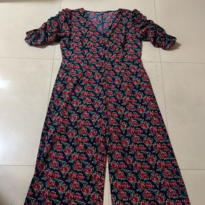 Floral Ajio Jumpsuit With Buttons In Front