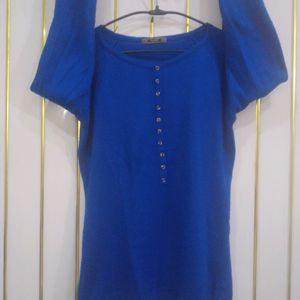 Royal Blue Woolen Top For Girls