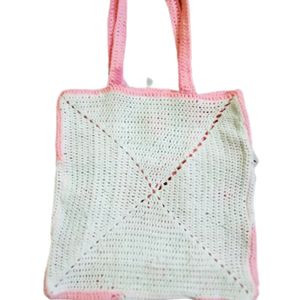 Pink Crochet Large Tote