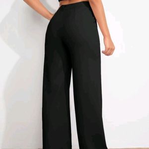 KOTTY Women Regular Fit Black Flared Trousers