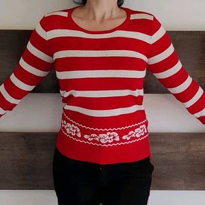 Red and White Sweatshirt