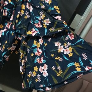 Floral Print Flared Top