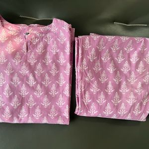 Pink Coord Set Block Print