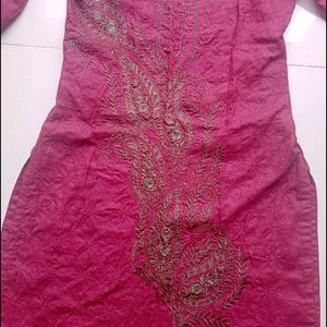 Embroidery And Sequin Work Wine Colour Kurta