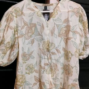 Cream Floral Top For Women