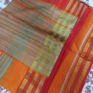 Orange And Black Color Synthetic Kota Saree