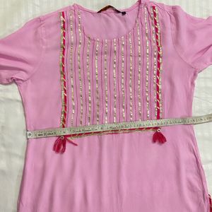 Pink Kurta And Pallazo Set- With Laces