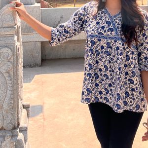 Ethnic floral blue top