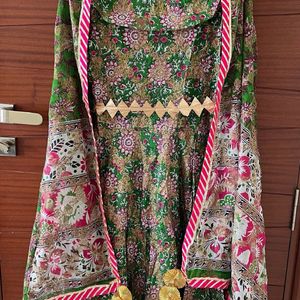 Anarkali Gown With Belt And Dupatta