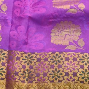 Violet And Green Silk Saree