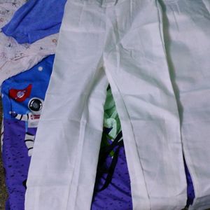 Double Offer White Cotton Pants