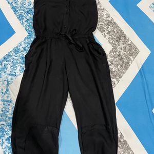 Cotton Fab Deep Black Jumpsuit