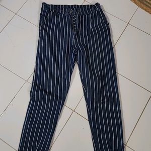 Striped Denim Jeans Smart Look