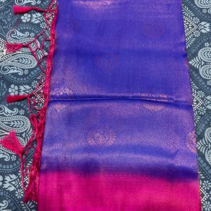 Brand New Dual Tone Mulberry Silk - Blue And Pink