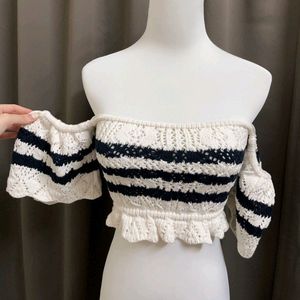 Knit Wear Off Shoulder Crop Top