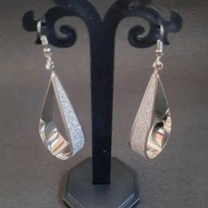 Silver Glittered Earrings