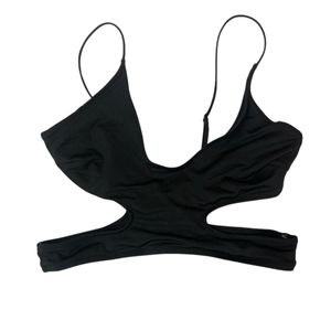 Cut Out Crop Top Black