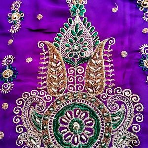 Purple💜 Heavy Embroidery Party wear Saree