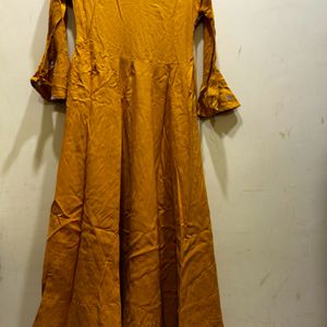 Mustard Colour Anarkali Kurta Size M