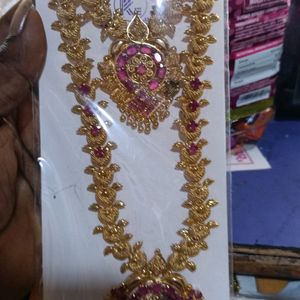 Ruby Stone Gold Colour Neckess Set