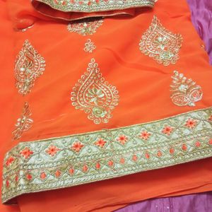 Party Wear Saree With Blouse Pcs