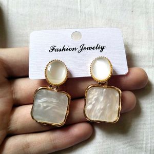 White Marble Earrings