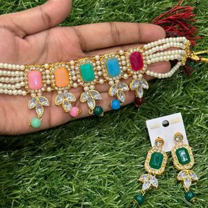 Classic Elegance Gem Choker Set (Multicolour)