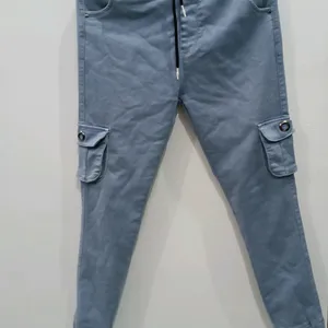 Casual Cargo Trousers For Women's Wear Blue Colour