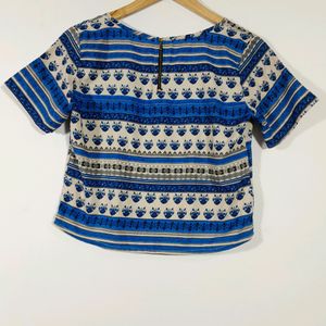 Navy Printed Casual Top (Women's)