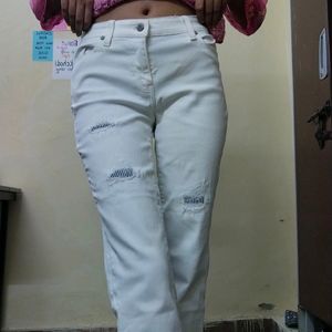 White Straight Pant